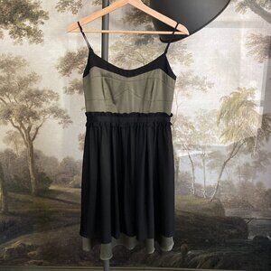 BCBGeneration Bustier Dress in Olive Green and Glack Chiffon - Size 4